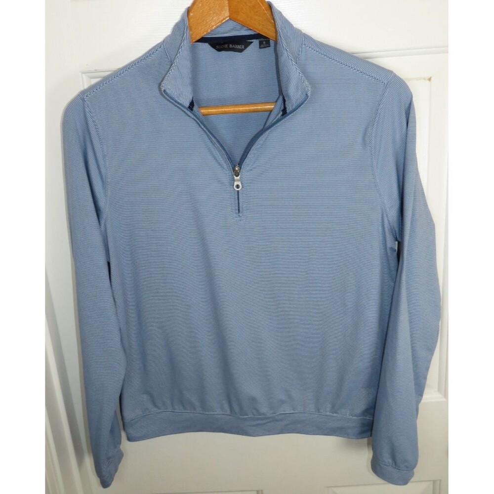 Scott Barber Men's Microstripe Quarter-Zip Performance Pullover Small
